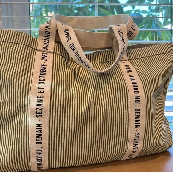 【RARE FIND】 Sezane NWT bag green stripe - Picture 3 of 16